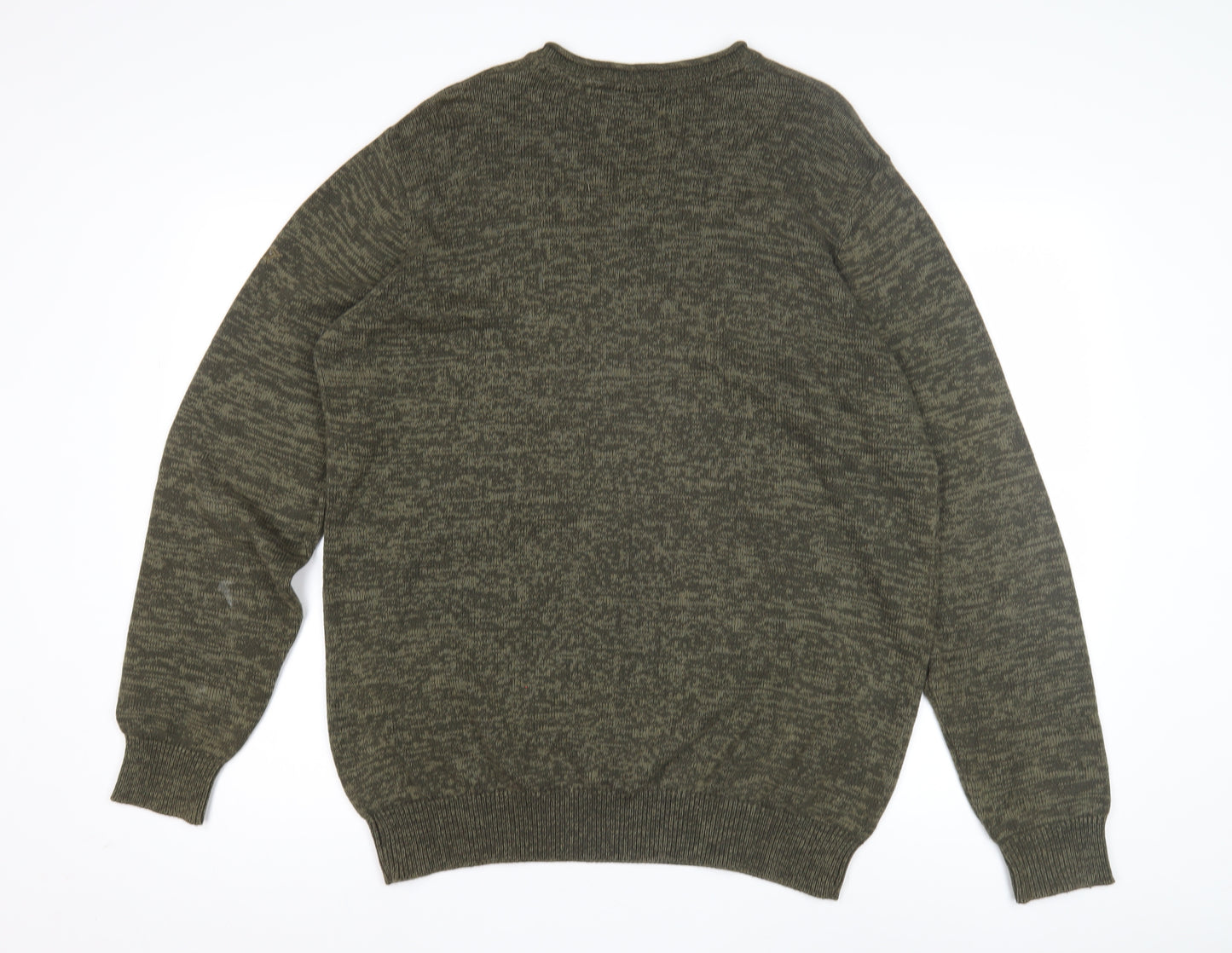 James Pringle Men's Green V-Neck Cotton Jumper L