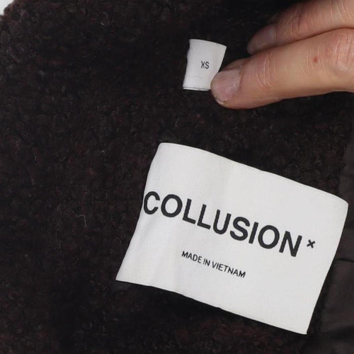 Collusion Women's Black XS Mid-Length Coat