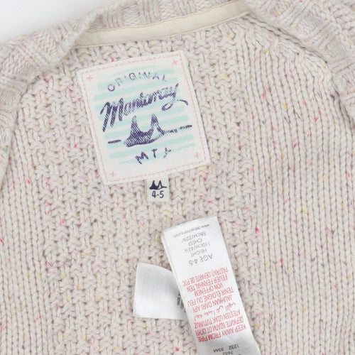 Madewell Girls Beige Cardigan, 4-5 Years, Cotton Wool Knit