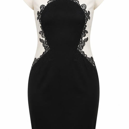 Lipsy Women's Black & Ivory Bodycon Dress Size 12