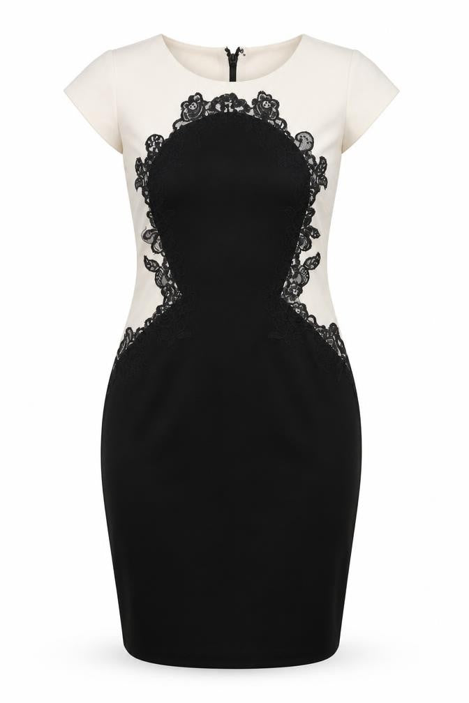 Lipsy Women's Black & Ivory Bodycon Dress Size 12