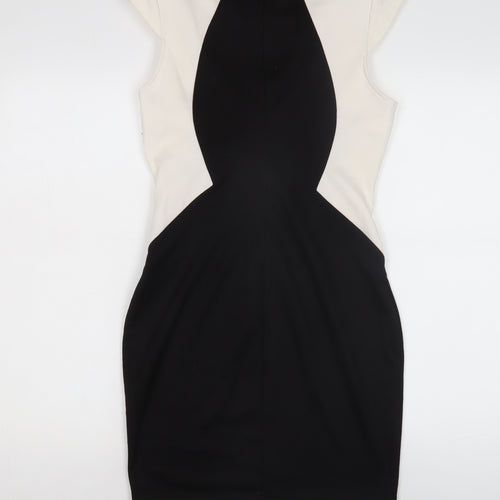 Lipsy Women's Black & Ivory Bodycon Dress Size 12