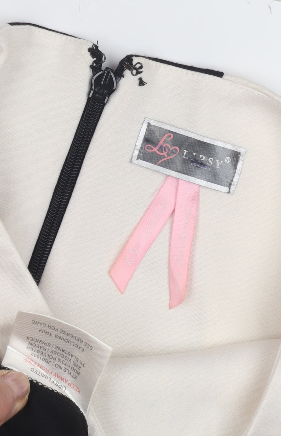 Lipsy Women's Black & Ivory Bodycon Dress Size 12