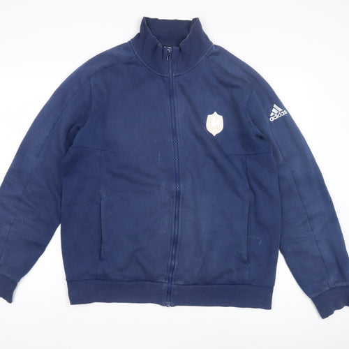 adidas Men's Blue L Basic Jacket, Size L, Casual Zip