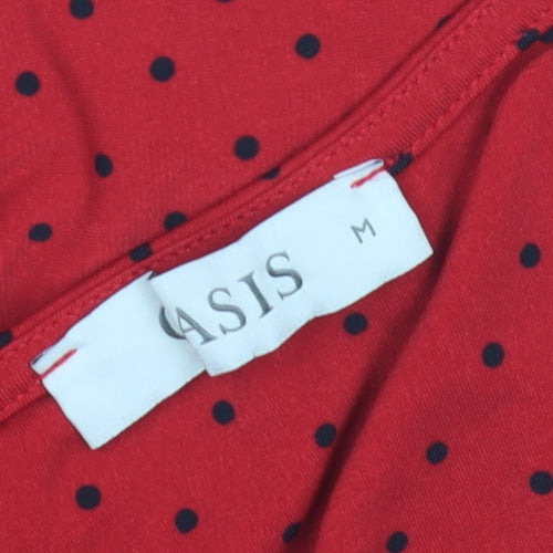 Oasis Women's Red Polka Dot Wrap Dress Size M