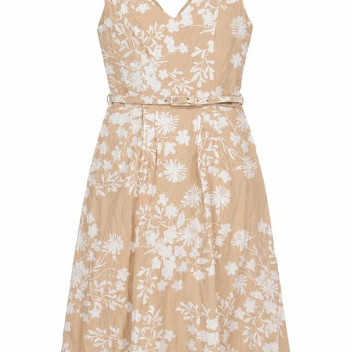 M&Co Women's Beige Floral Midi Dress, Size 10