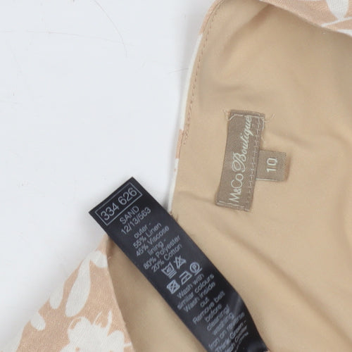M&Co Women's Beige Floral Midi Dress, Size 10