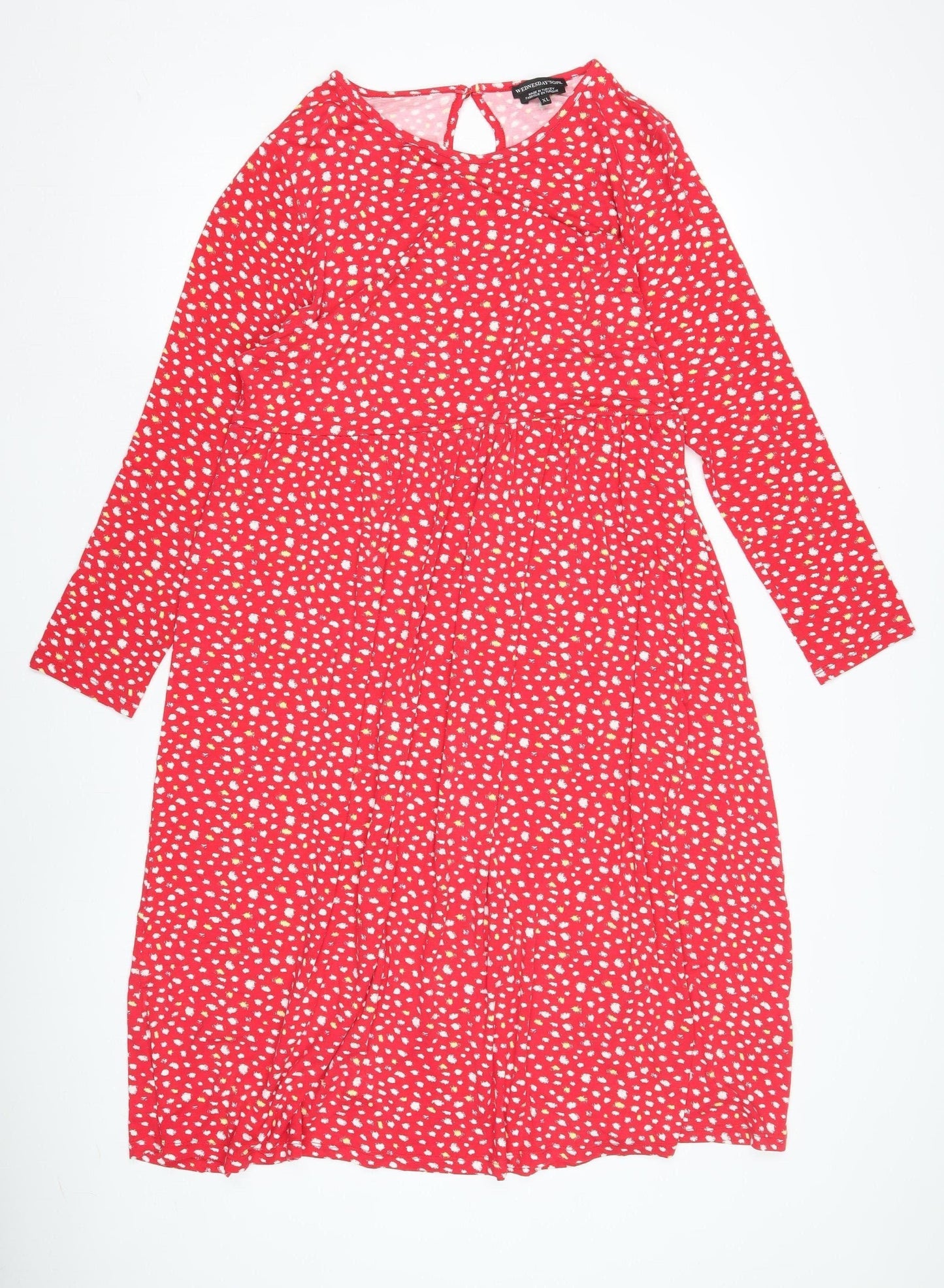 Wednesday's Girl Red Polka Dot Midi Dress XL