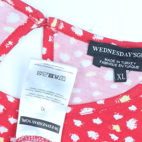 Wednesday's Girl Red Polka Dot Midi Dress XL