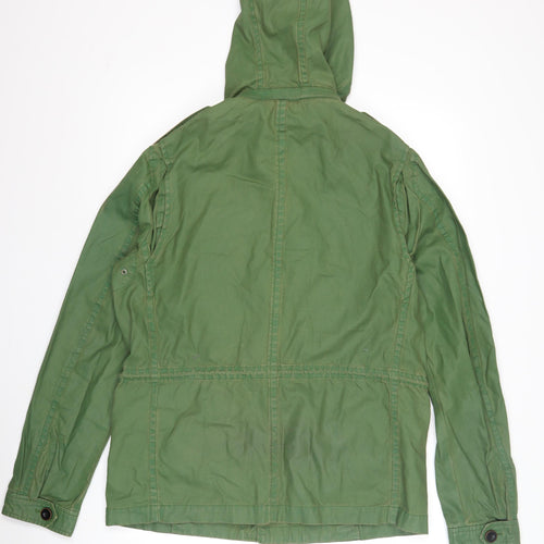 Benetton Men's Green Military Jacket M Hooded