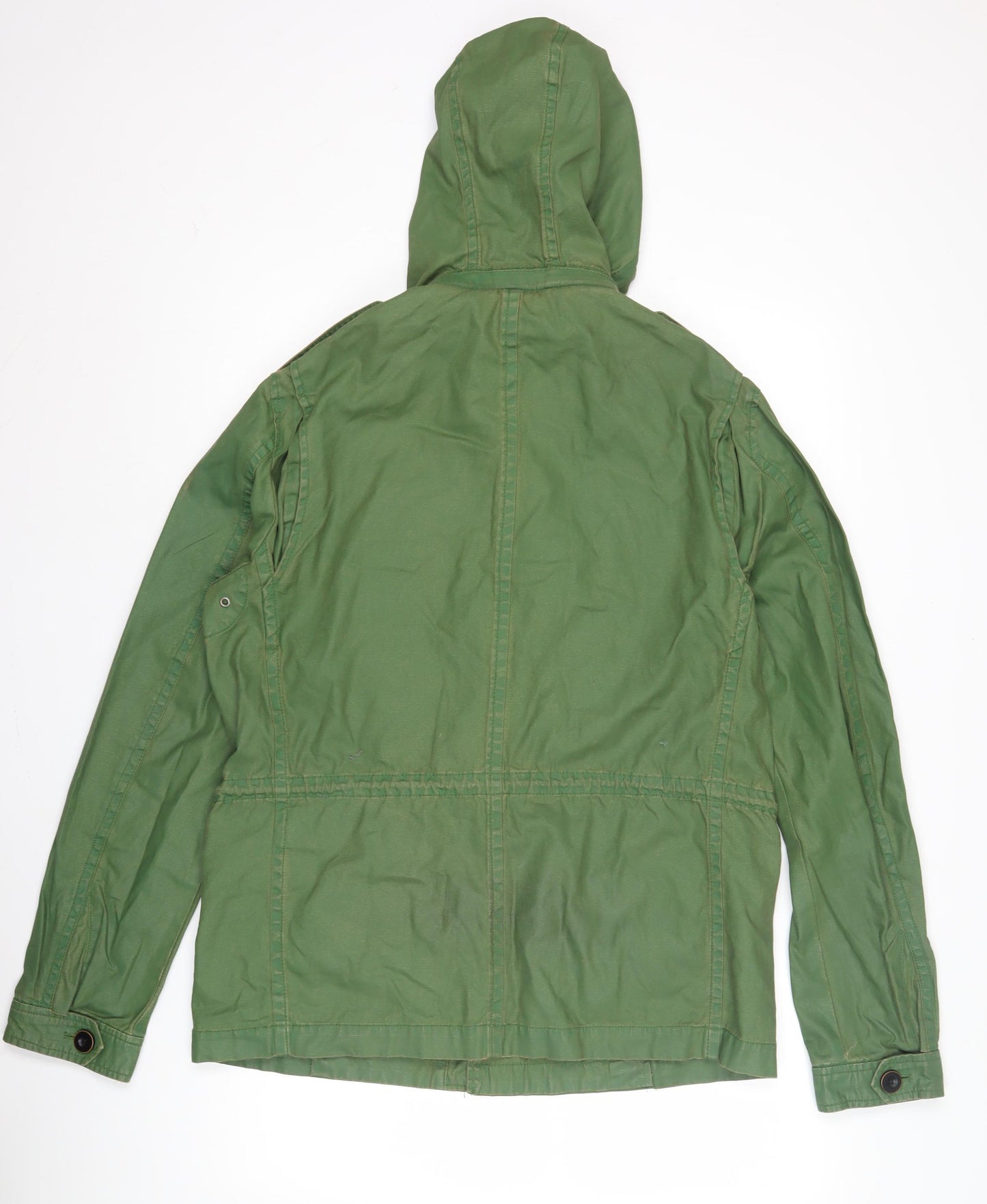 Benetton Men's Green Military Jacket M Hooded