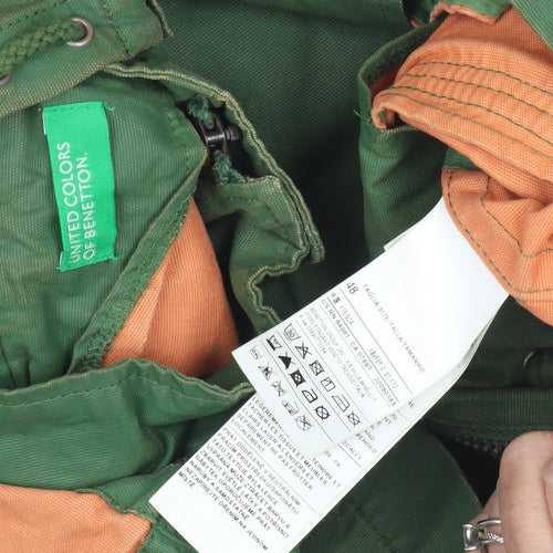 Benetton Men's Green Military Jacket M Hooded
