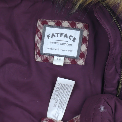 Fat Face Women's Purple Puffer Jacket Size 18
