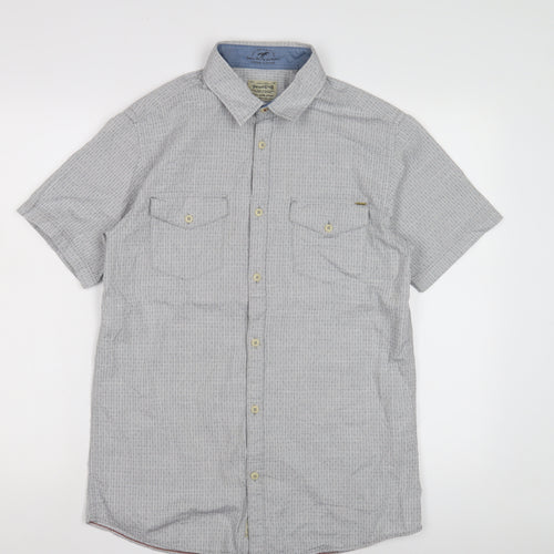 Vintage Co. Men's Grey Check Short Sleeve Shirt