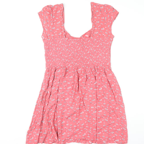 Brave Soul Women's Pink Floral Short Dress, L