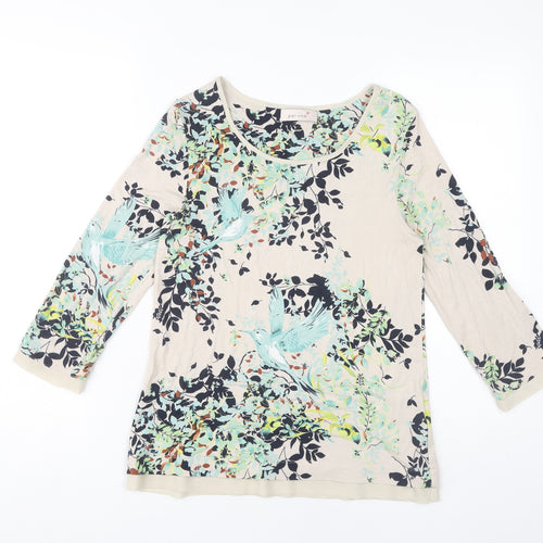 Marks and Spencer Women's Beige Floral Top Size 8