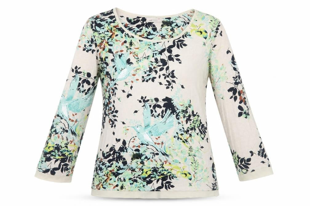 Front view of Marks & Spencer Women's Beige Floral Top, size 8