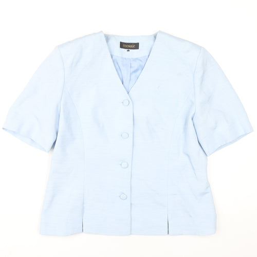 Mosaic Women's Blue Blouse V-Neck Size 16 Button Accent