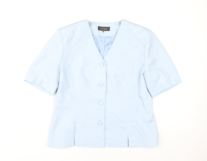 Mosaic Women's Blue Blouse V-Neck Size 16 Button Accent