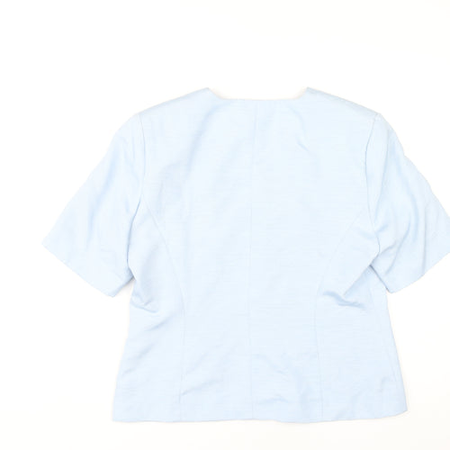 Mosaic Women's Blue Blouse V-Neck Size 16 Button Accent