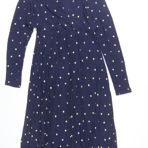 Boden Women's Blue Polka Dot Wrap Dress Size 12