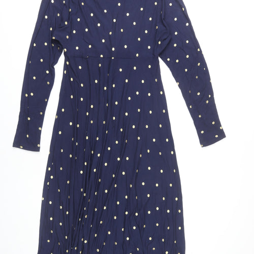 Boden Women's Blue Polka Dot Wrap Dress Size 12
