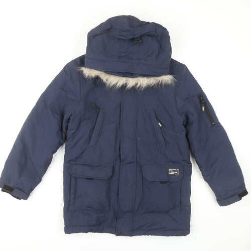 Marks and Spencer Boys Blue Parka Coat Size 9-10 Years