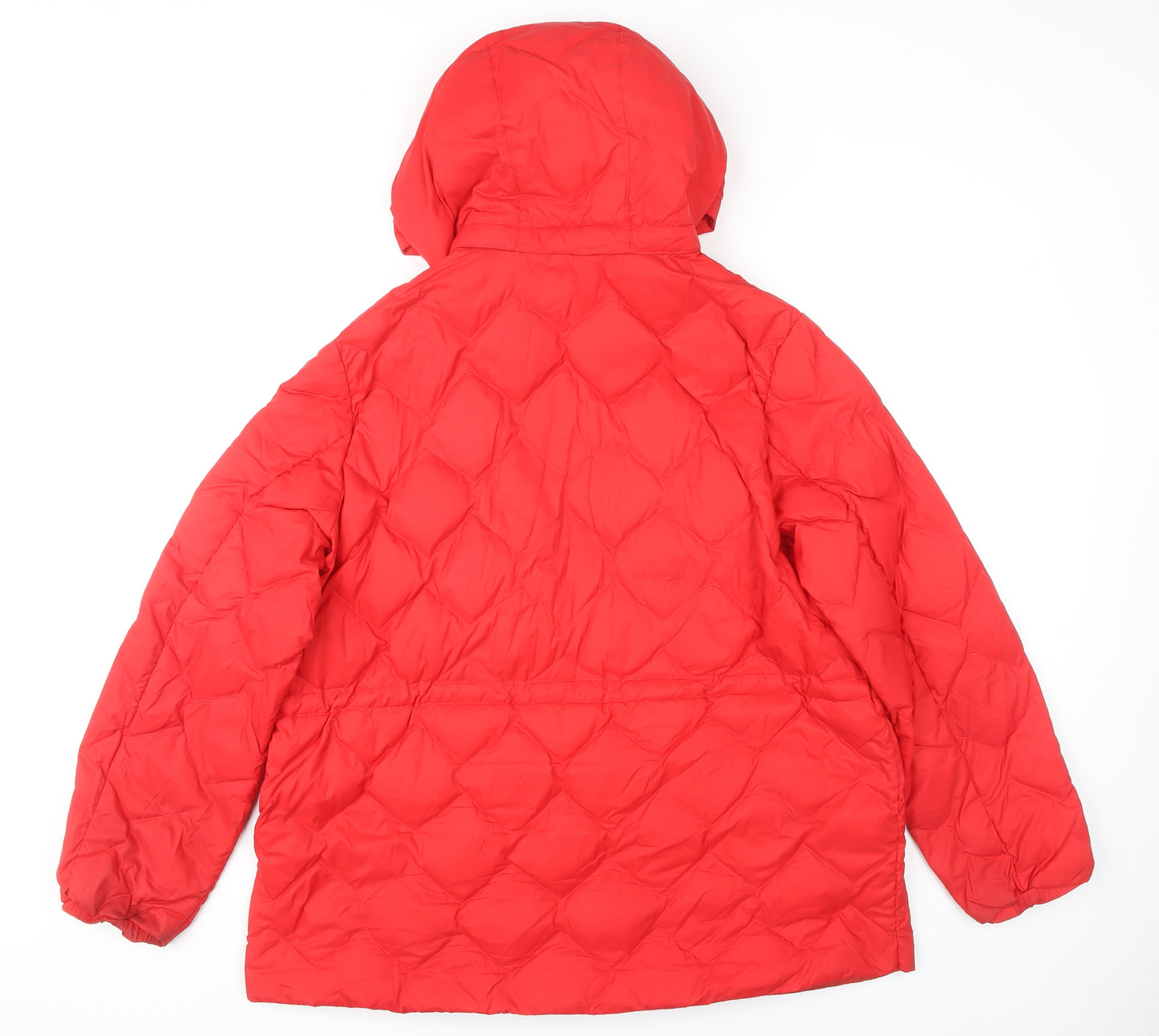 M&S Women's Red Puffer Jacket, Size 18, Hooded, Casual