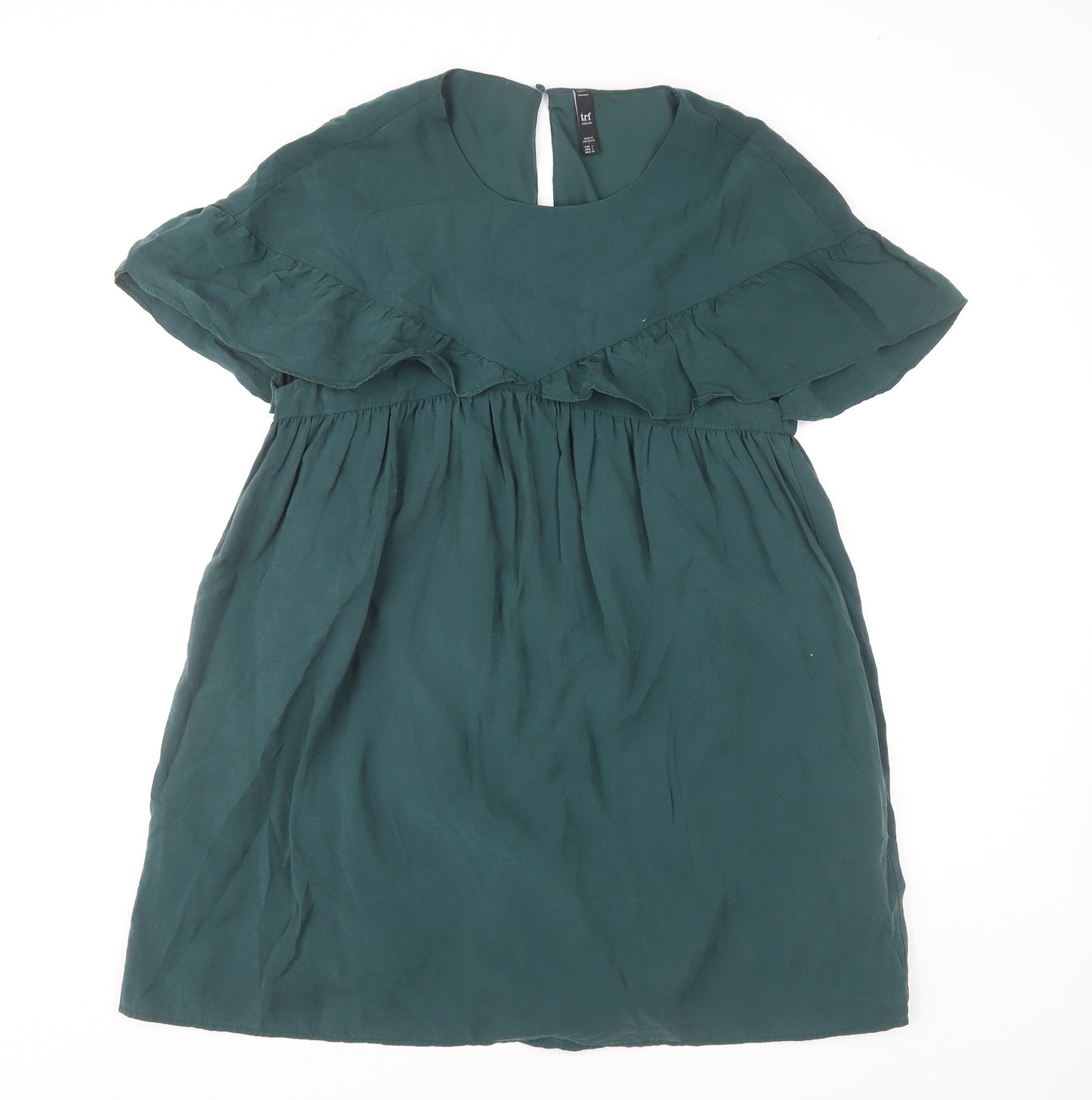 Zara Women's Green Flutter Sleeve Dress L