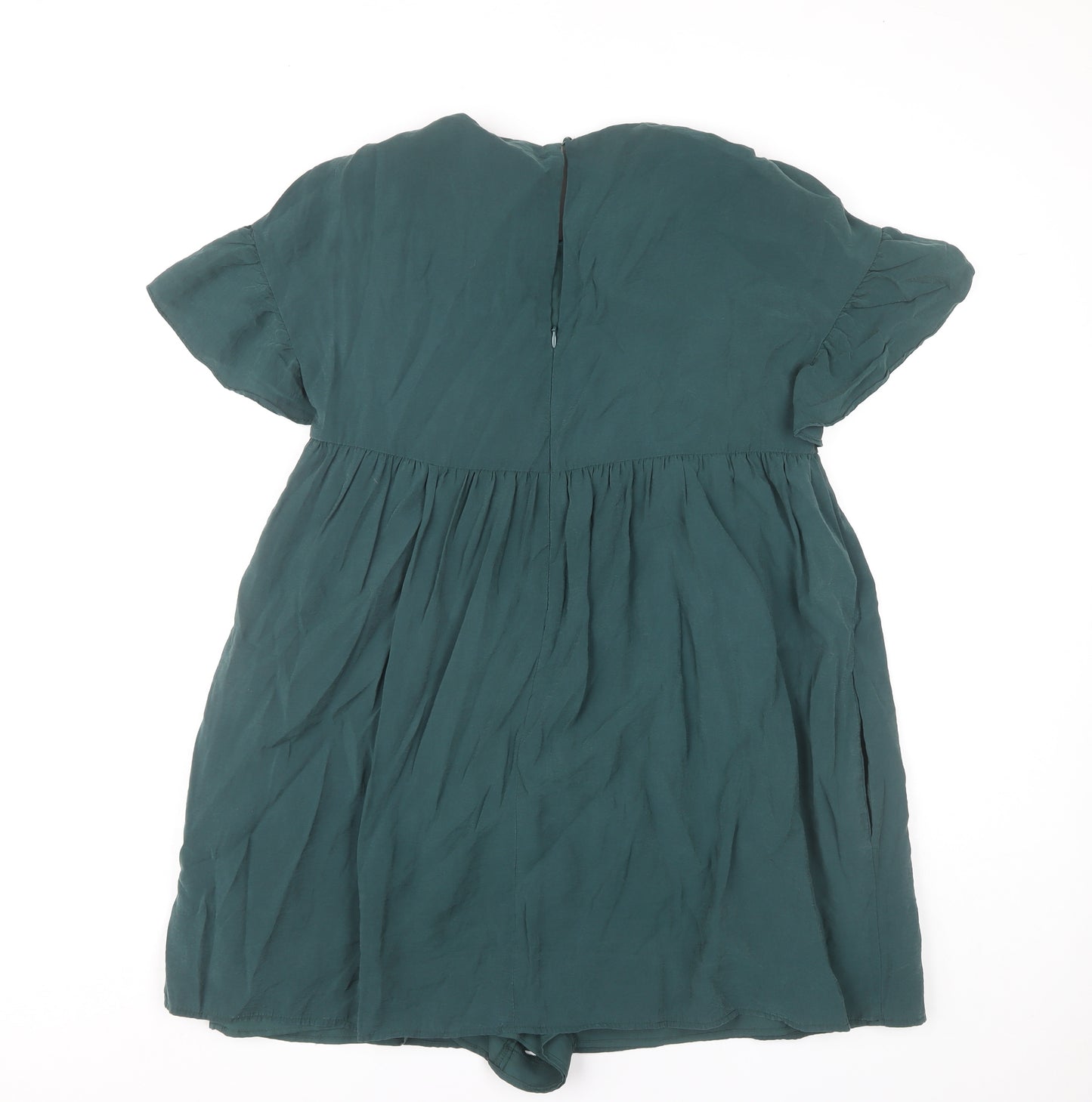 Zara Women's Green Flutter Sleeve Dress L