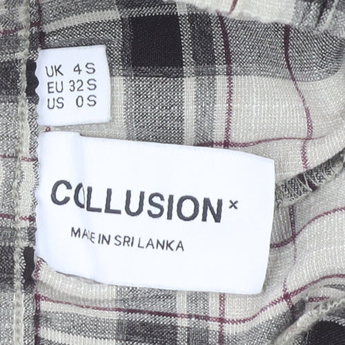 Collusion Womens Plaid Multicoloured Wide-Leg Trousers
