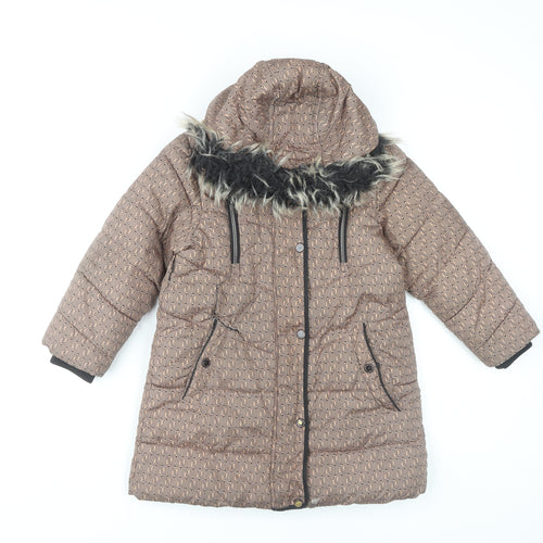 Next Girls Brown Puffer Jacket, 5 Years, Hooded Winter Coat