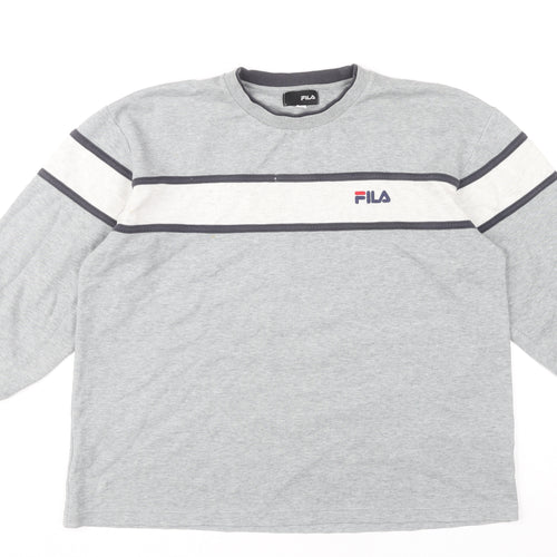 FILA Men's Grey Pullover Sweatshirt M Striped