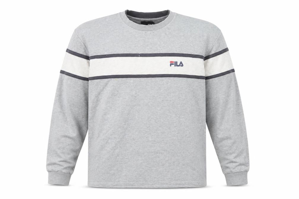 Front view of Fila Men's Grey Pullover Sweatshirt M Striped