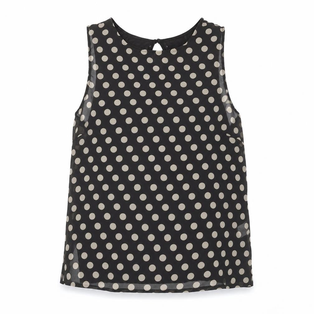 Front view of Cotton On Women's Black Polka Dot Tank, size M