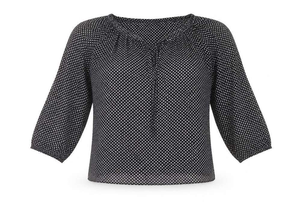 Front view of Faded Glory Women's Black Polka Dot Blouse S