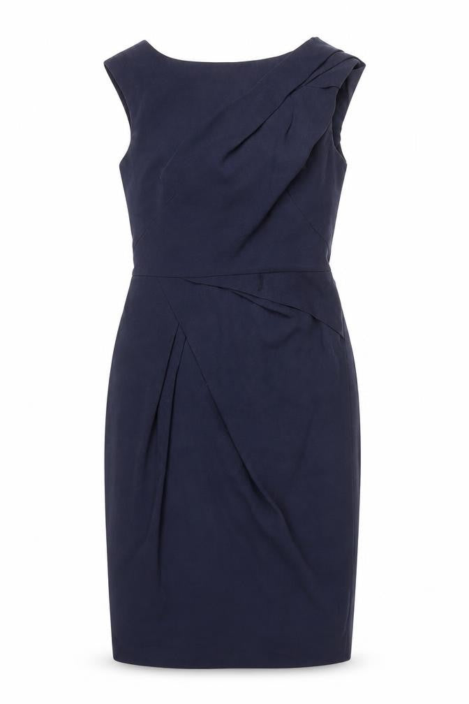 Front view of Jasper Conran Women's Blue Sheath Dress, size 8, Sleeveless