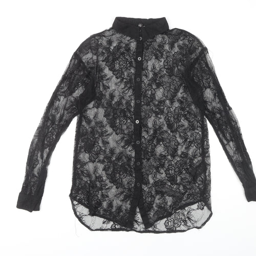 H&M Women's Black Lace Button-Up Shirt Size 6