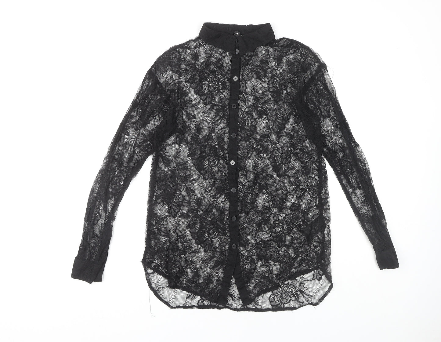 H&M Women's Black Lace Button-Up Shirt Size 6