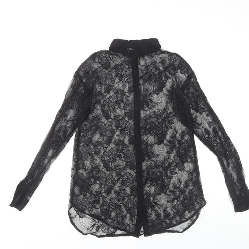 H&M Women's Black Lace Button-Up Shirt Size 6
