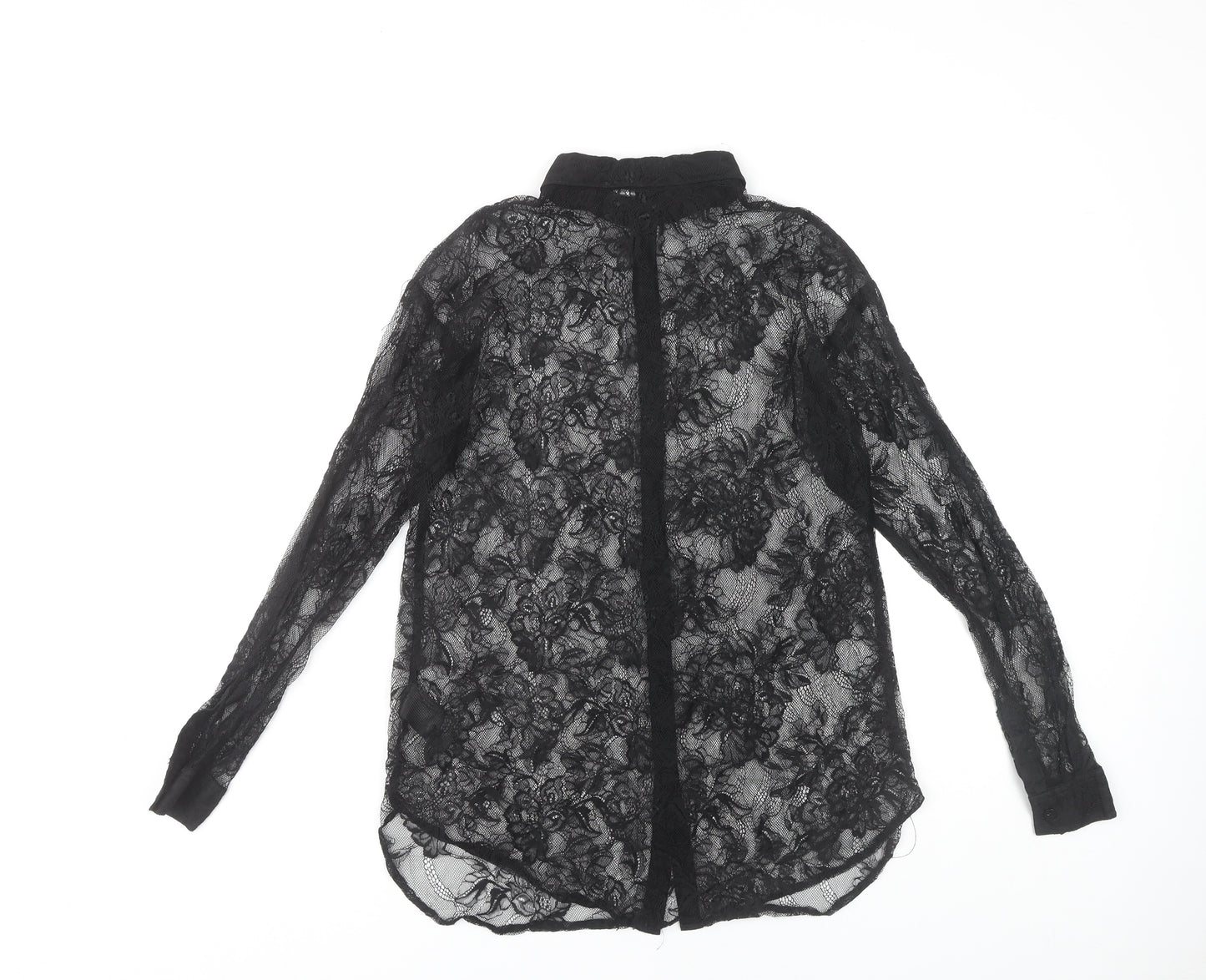 H&M Women's Black Lace Button-Up Shirt Size 6