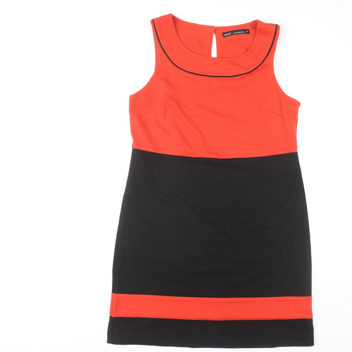 Next Women's Black and Red Sheath Dress, Size 4