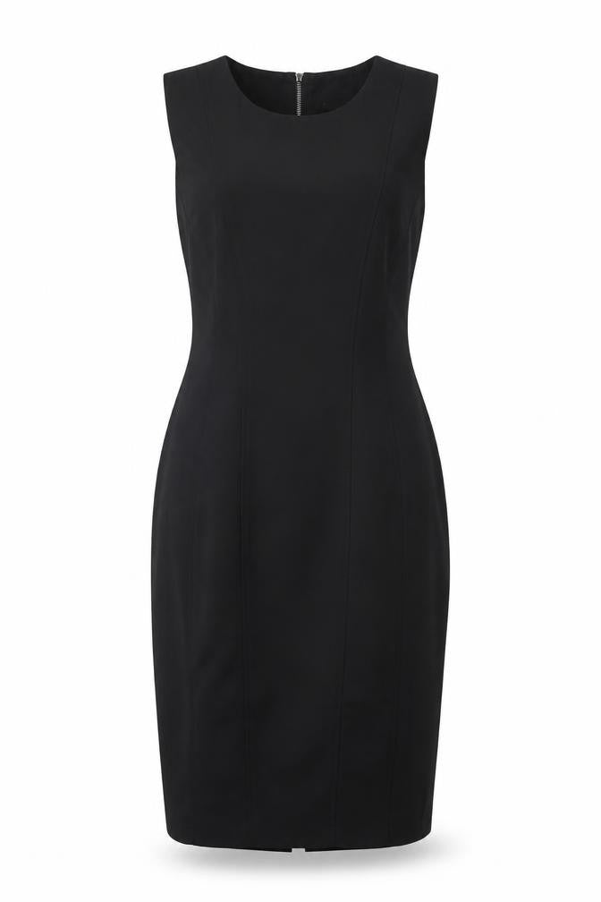 Front view of Warehouse Women's Black Sheath Dress, size 10