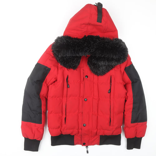Martique Men's Red Puffer Jacket S - Winter Warm Hooded