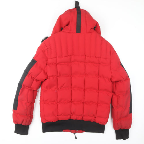 Martique Men's Red Puffer Jacket S - Winter Warm Hooded