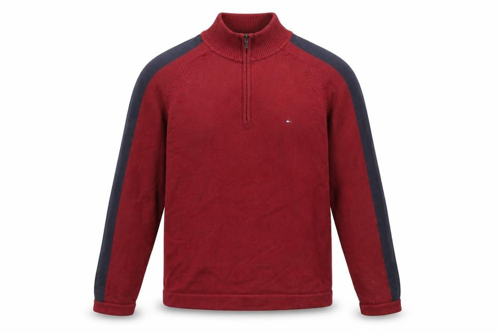 Front view of Tommy Hilfiger Men’s Red Full Zip Jumper M