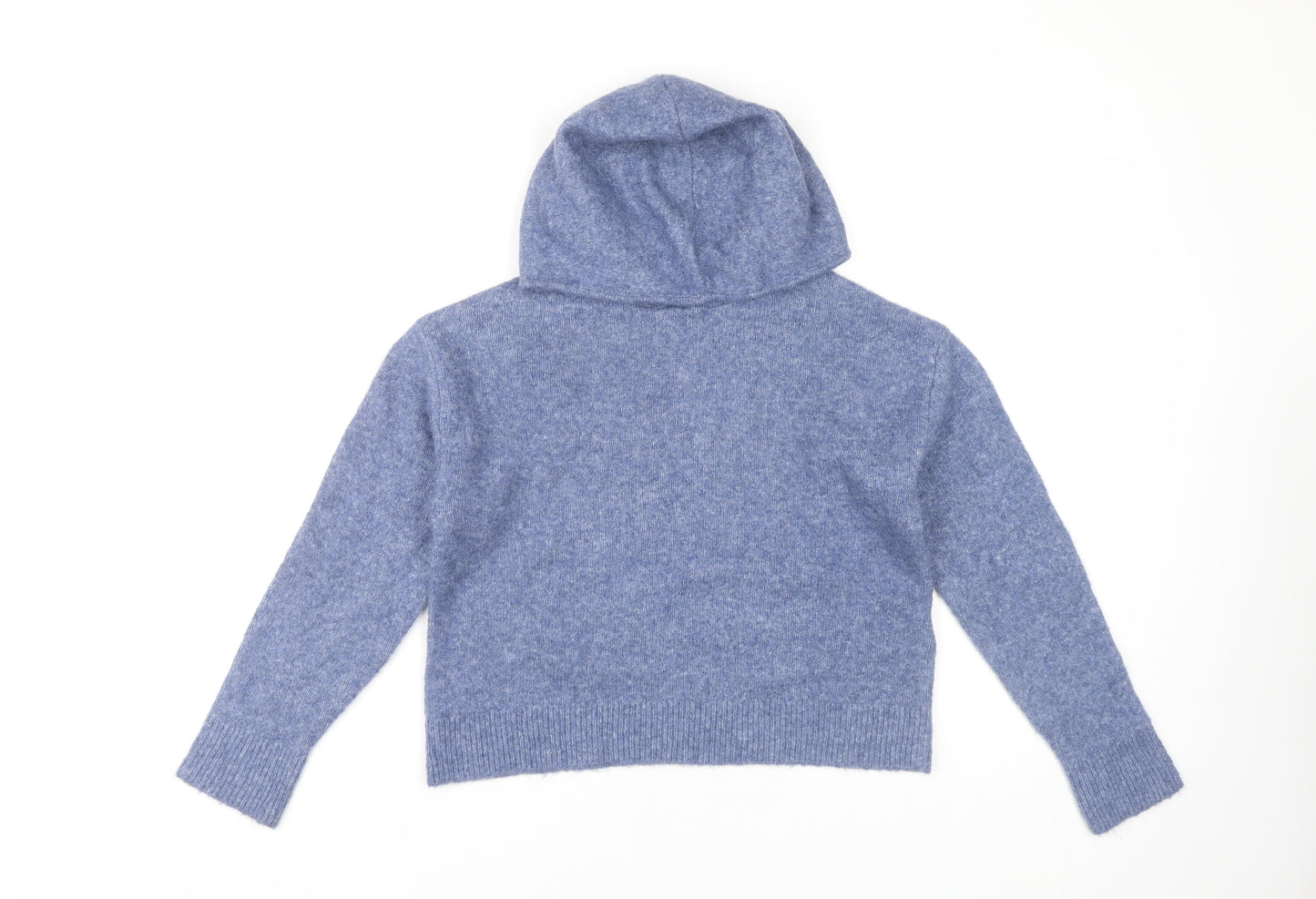 ZARA Girls Blue Hoodie, Size 9-10, Knit Pullover, Hooded