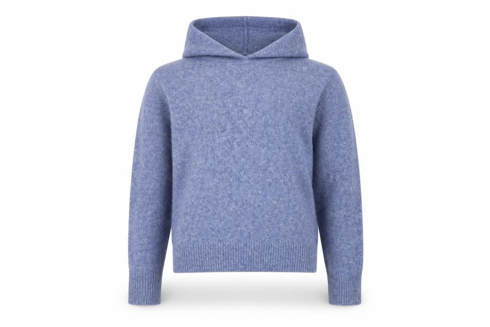 ZARA Girls Blue Hoodie, Size 9-10, Knit Pullover, Hooded