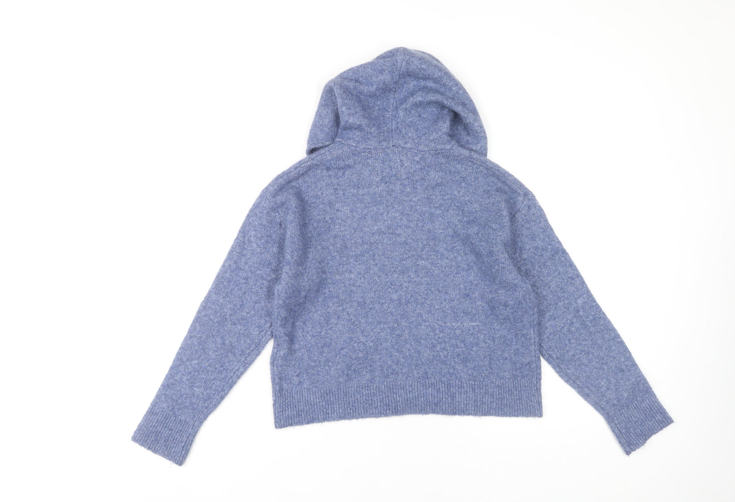 ZARA Girls Blue Hoodie, Size 9-10, Knit Pullover, Hooded