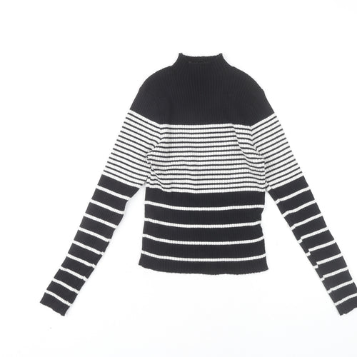 QED London Women's Black and White Striped Knit Top
